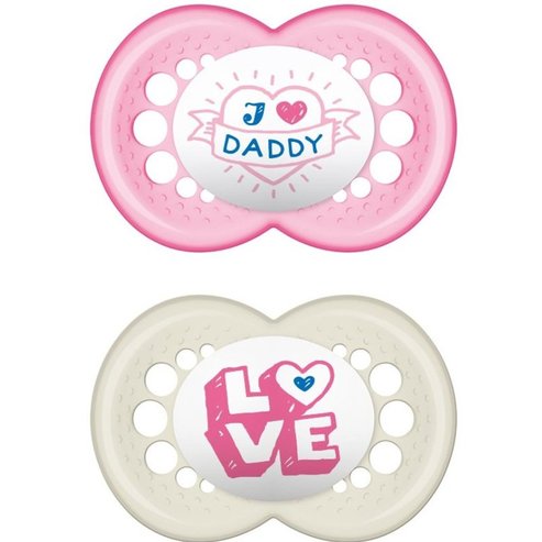 Mam I Love Mummy & Daddy Silicone Soother 6-16m Розово - бяло 2 бр. Код 170S
