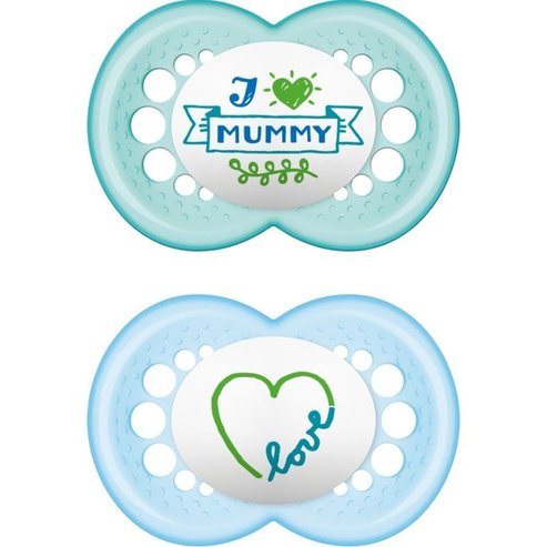 Mam I Love Mummy & Daddy Silicone Soother 6-16m Синьо - Светло синьо 1, 2 бр., Код 170S