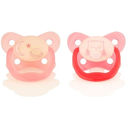 Dr Brown’s Pacifiers Night Time Glows in the Dark 6-12m Силиконови залъгалки Розови 2 броя