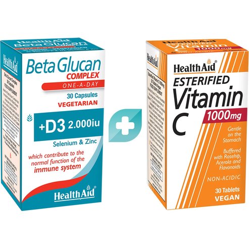 Health Aid Комплект Beta Glucan Complex 30caps & Esterified Vitamin C 1000mg 30tabs