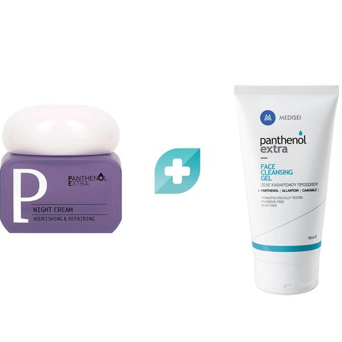 Medisei Комплект Panthenol Extra Nourishing & Repairing Night Cream 50ml & Подарък Face Cleansing Gel 50ml