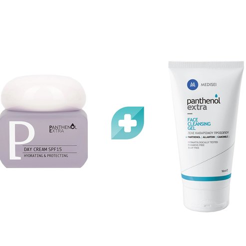 Medisei Комплект Panthenol Extra Hydrating & Protecting Day Cream Spf15, 50ml & Подарък Face Cleansing Gel 50ml