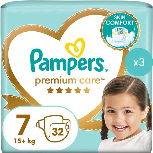 Pampers Комплект Premium Care No7 (15+kg) 96 Пелени (3x32 Пелени)