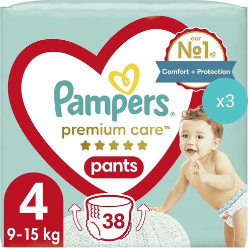 Pampers Комплект Premium Care Pants Jumbo Pack No4 (9-15kg) 114 Пелени (3x38 Пелени)