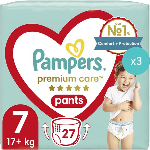 Pampers Комплект Premium Care Pants Jumbo Pack No7 (17+Kg) 81 Пелени (3x27 Пелени)