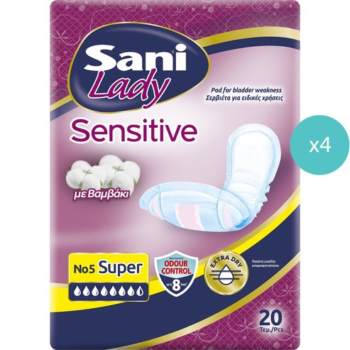 Σετ Sani Lady Sensitive No5 Super 80 бр (4x20 бр)