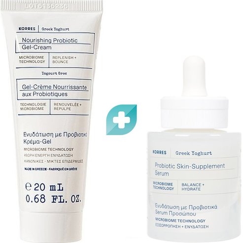 Korres Комплект Подарък Greek Yoghurt Nourishing Probiotic Gel Cream for Normal to Combination Skin 20ml & Probiotic Skin-Supplement Serum 15ml
