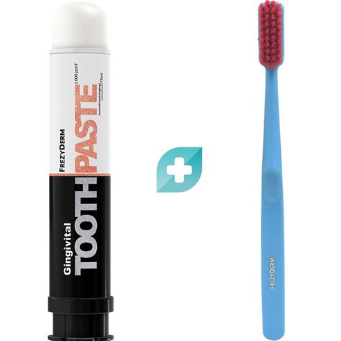 Frezyderm Комплект Gingivital Toothpaste 1.000ppm 75ml & Extra Soft Toothbrush 1 бр - светло синя