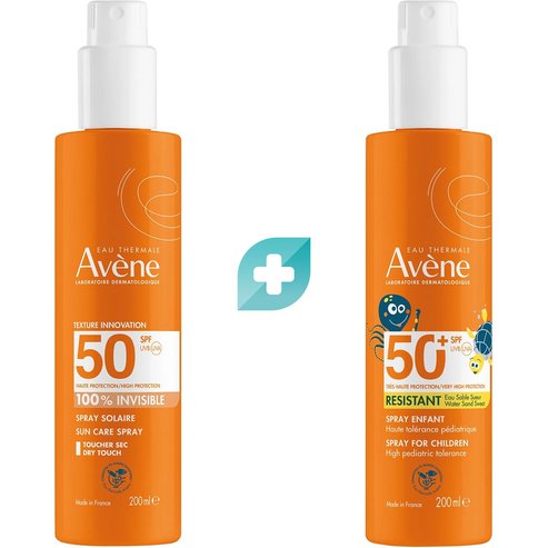 Σετ Avene Invisible Sun Care Spray Spf50, 200ml & Kids Spray Spf50+, 200ml