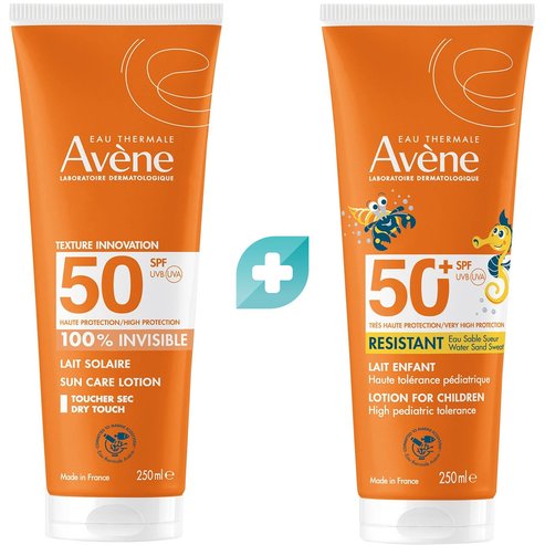 Σετ Avene Dry Touch Invisible Sun Care Lotion Spf50, 250ml & Kids Resistant Cream Spf50+, 250ml