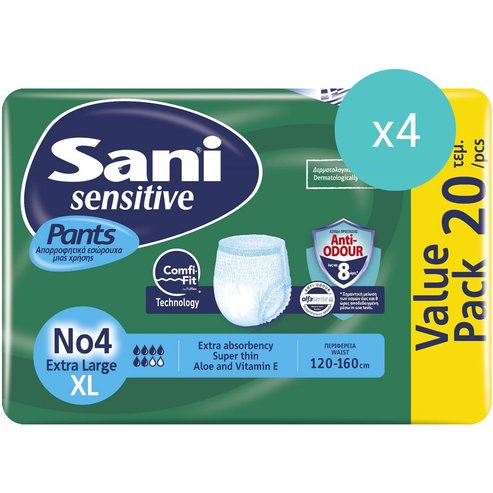 Sani Комплект Sensitive Pants No4 Extra Large 120-160cm 80 бр (4x20бр)