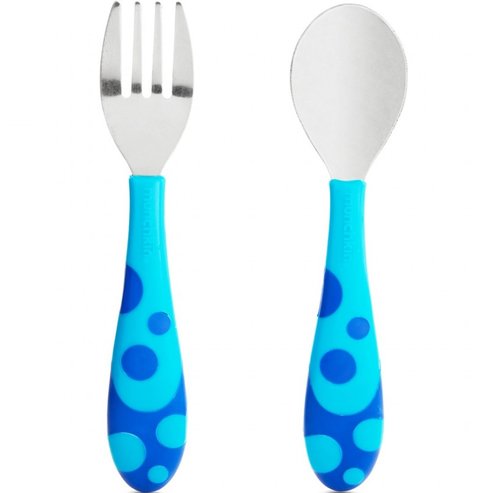 Munchkin Toddler Fork & Spoon Set 12m+, 1 брой - светло син