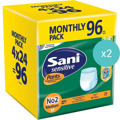 Sani Комплект Sensitive Pants 192 бр (8x24 бр) - No2 Medium 80-120cm