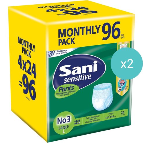 Sani Комплект Sensitive Pants 192 бр (8x24 бр) - No3 Large 100-140cm
