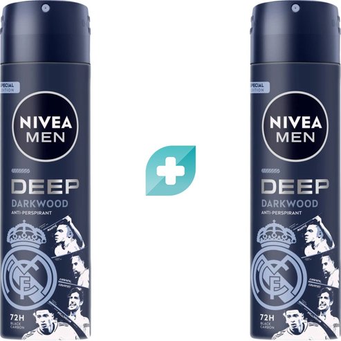 Nivea Комплект Men Deep Darkwood 72h Real Madrid Edition Anti-Perspirant Spray 300ml (2x150ml)