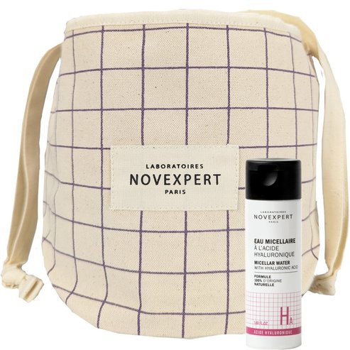 Подаръчен комплект Novexpert Мицеларна вода с хиалуронова киселина 50 мл и памучна торбичка 1 брой