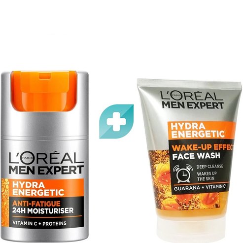 Комплект L\'Oreal Paris Men Expert Hydra Energetic Anti Tiredness 24H Moisturiser 50m & Wake-Up Effect Face Wash 100ml