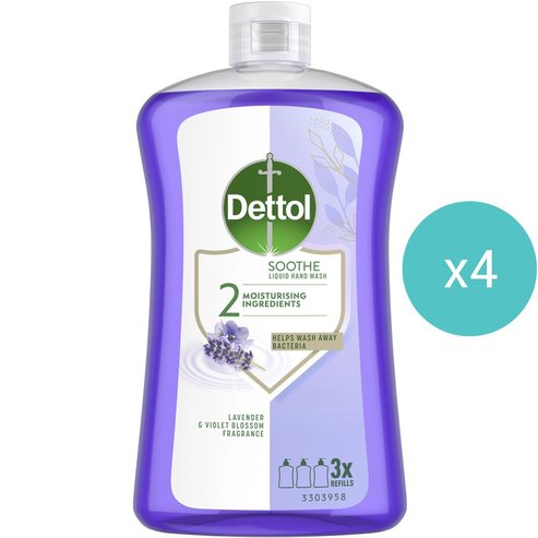 Комплект Dettol Lavender & Violet Blossom Fragrance Soothe Liquid Hand Wash 3Lt (750mlx4)
