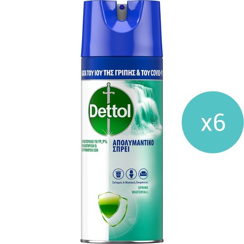 Комплект Dettol All in One Spring Waterfall Spray 2.400ml (400mlx6)