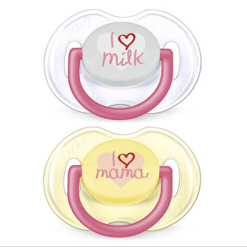 Avent Модерна силиконова залъгалка 0-6 м месеца 2 броя за момиче SCF172/52