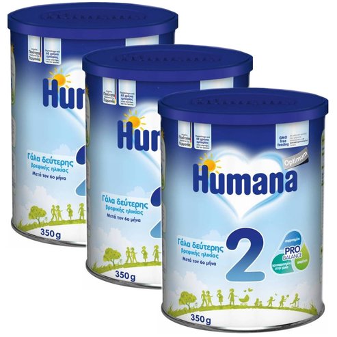 Humana Комплект Optimum 2 Мляко за кърмачета след 6 месеца 3X350gr