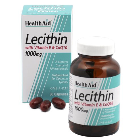 Health Aid Летицин  1000Mg + Натурален Витамин  E 45Iu + Coq 10 10Mg капсули  30 таблетки