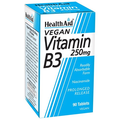 Healthaid Витамин B3 (Ниацин) 250mg Участва в много метаболитни процеси 90tabs