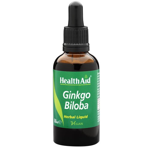 Health Aid Гинко билоба  Herbal Liquid поддържане на добро функциониране на мозъка и паметта 50 ml