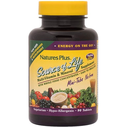 Natures Plus Source Of Life Mini-Tabs No Iron Хранителна добавка за тонизиране и енергия на тялото 90 таб