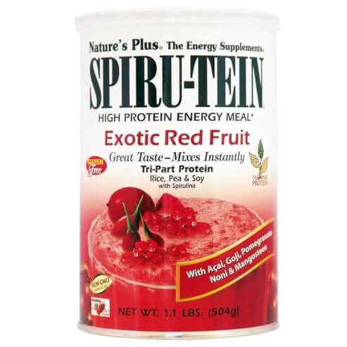 Natures Plus Spiru-Tein Хранителна добавка, идеална за активни хора и спортисти, на прах с аромат на екзотични плодове 504gr