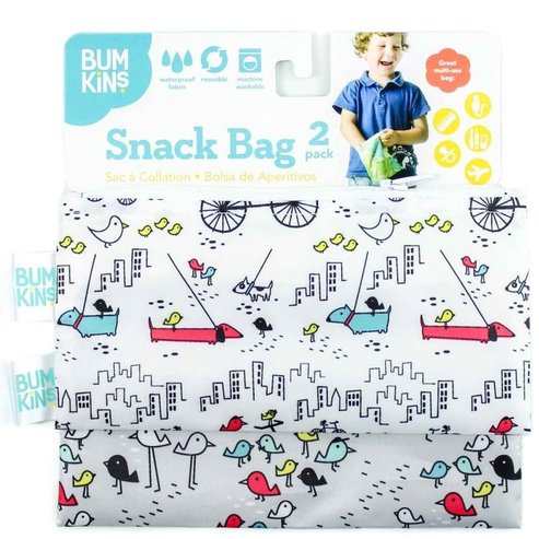 Bumkins Small Snack Bag 9cm x 18cm Чантичка, калъф за храна / закуски 2 броя - Urban Birds