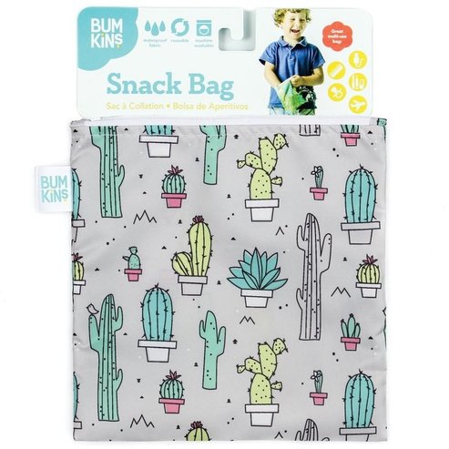 Bumkins Large Snack Bag 18cm x 18cm Чантичка, калъф за храна / закуски 1 брой - Cacti