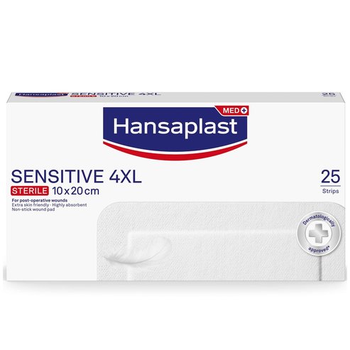 Hansaplast Sensitive 4XL Стерилни лепенки за по -големи рани и следоперативни рани 20см x 10см 25 броя