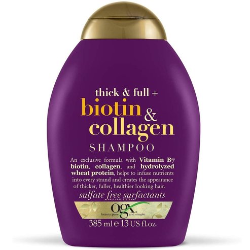 OGX Biotin & Collagen Shampoo Thick & Full Подхранващ шампоан за плътност и обем в тънка постна коса 385ml