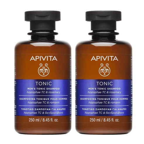 Apivita PROMO PACK Men\'s Tonic Shampoo with Hippophae & Rosemary Тонизиращ шампоан против косопад за мъже 2x250ml