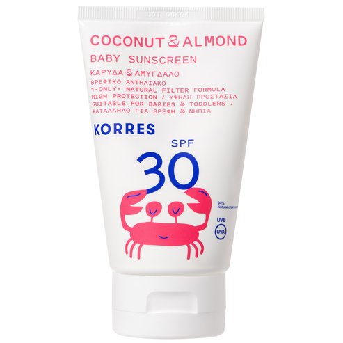 Korres Coconut & Almond Baby Sunscreen Emulsion Spf30 Бебешка слънцезащитна емулсия с единичен естествен филтър 100ml