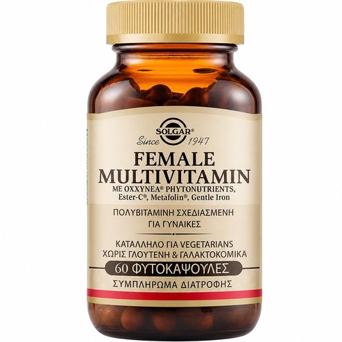 Solgar Female Multivitamin Хранителна добавка с формула от витамини, минерали & билков екстракт, специално създадена за жени за подкрепа на костите, подсилване на имунитета & хормонален баланс с антиоксидантно действие 60veg.caps