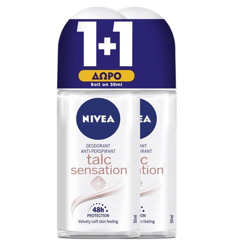 Nivea PROMO PACK Talc Sensation Roll on Deodorant Anti-perspirant 48h Protection 2x50ml 1+1 подарък