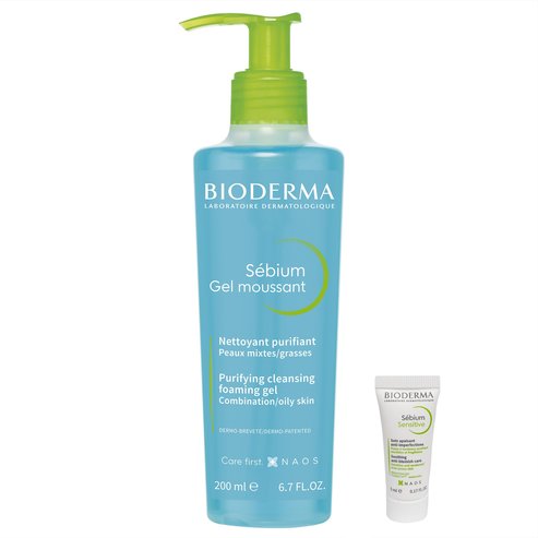 Bioderma Promo Sebium Gel Moussant 200ml & подарък Sebium Sensitive Sooting Anti-Blemish Care 5ml