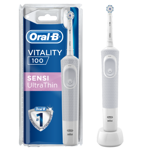 Oral-B Vitality 100 Sensi Ultra Thin Електрическа четка за зъби за чувствителни зъби и венци с вграден 2-минутен таймер​​​​​​​