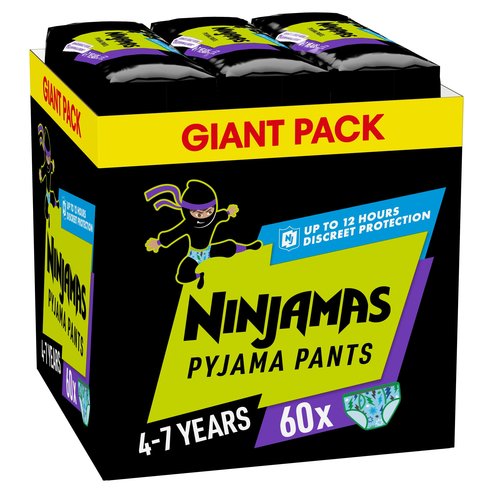Ninjamas Pyjama Pants Boy 4-7 Years (17-30kg) Monthly Pack 60 бр