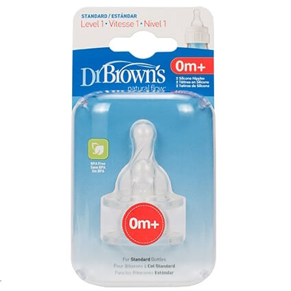Dr. Brown\'s Natural Flow Level One 302-GB силиконов биберон за бутилка с тесен провлак За Новородено 0 до 3 месеца
