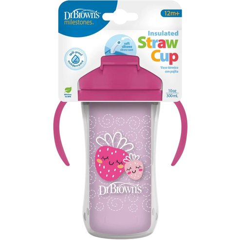 Dr Brown\'s Insulated Straw Cup 12m+, 300ml, Код TC01201 - Розово