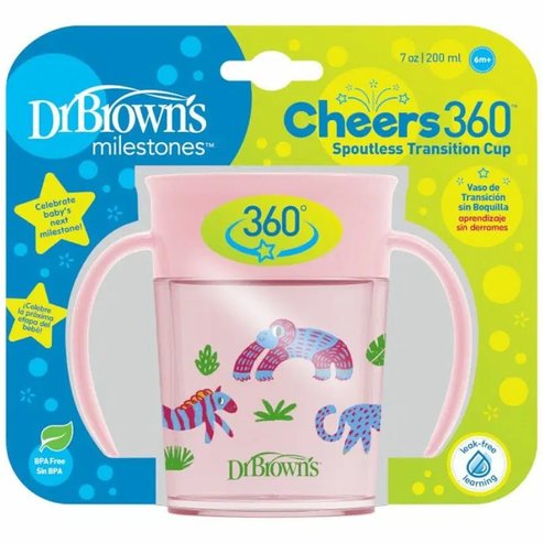 Dr Brown\'s Milestones Cheers 360 Spoutless Transition Cup 6m+, 200ml, Код TC71006 - Розов