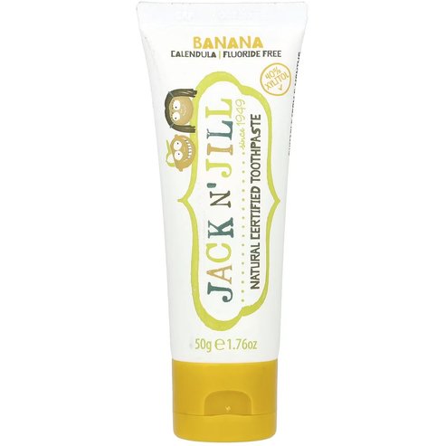 Jack n\' Jill Natural Certified 6m+ Toothpaste Натурална, Сертифицирана паста за зъби с прекрасен вкус на банан за първите зъбки за бебета от 6 месеца 50g - Banana
