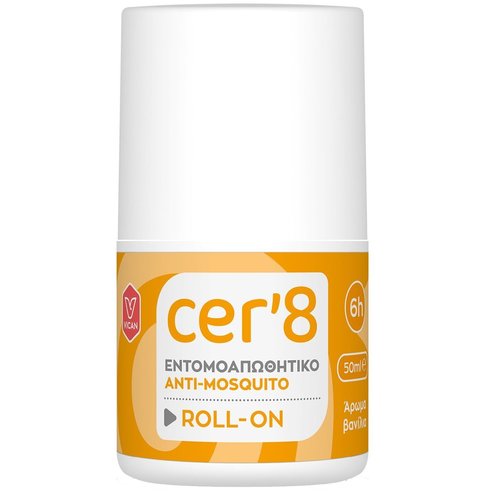 Cer\'8 Anti-Mosquito Roll-on Репелентно мляко срещу насекоми под формата на Roll-on & аромат на ванилия за защита от комари & хапещи мушици, включително азиатския тигров комар 50ml