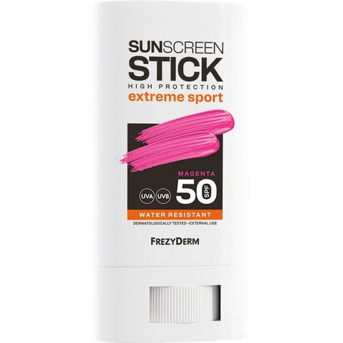 Frezyderm Sun Screen Extreme Sport Spf50 Stick Слънцезащитен стик за лице с висока защита, идеален за outdoor спортове с цветен оттенък за прецизно нанасяне 20ml - Magenta
