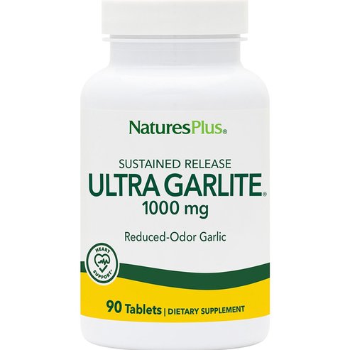 Natures Plus Ultra Garlite 1000 mg S/R Силна добавка от чесън без мирис за подпомагане на сърдечно -съдовата система 90 раздела