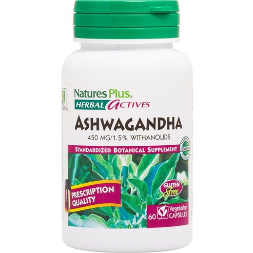 Natures Plus Herbal Actives Ashwagandha 450mg Хранителна добавка за тонизиране и повишаване на имунитета 60caps