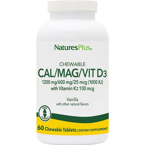 Natures Plus Cal 1200mg / Mag 600mg / Vit D3 25μg with Vitamin K2 100μg 90 Chew.tabs - Vanilla